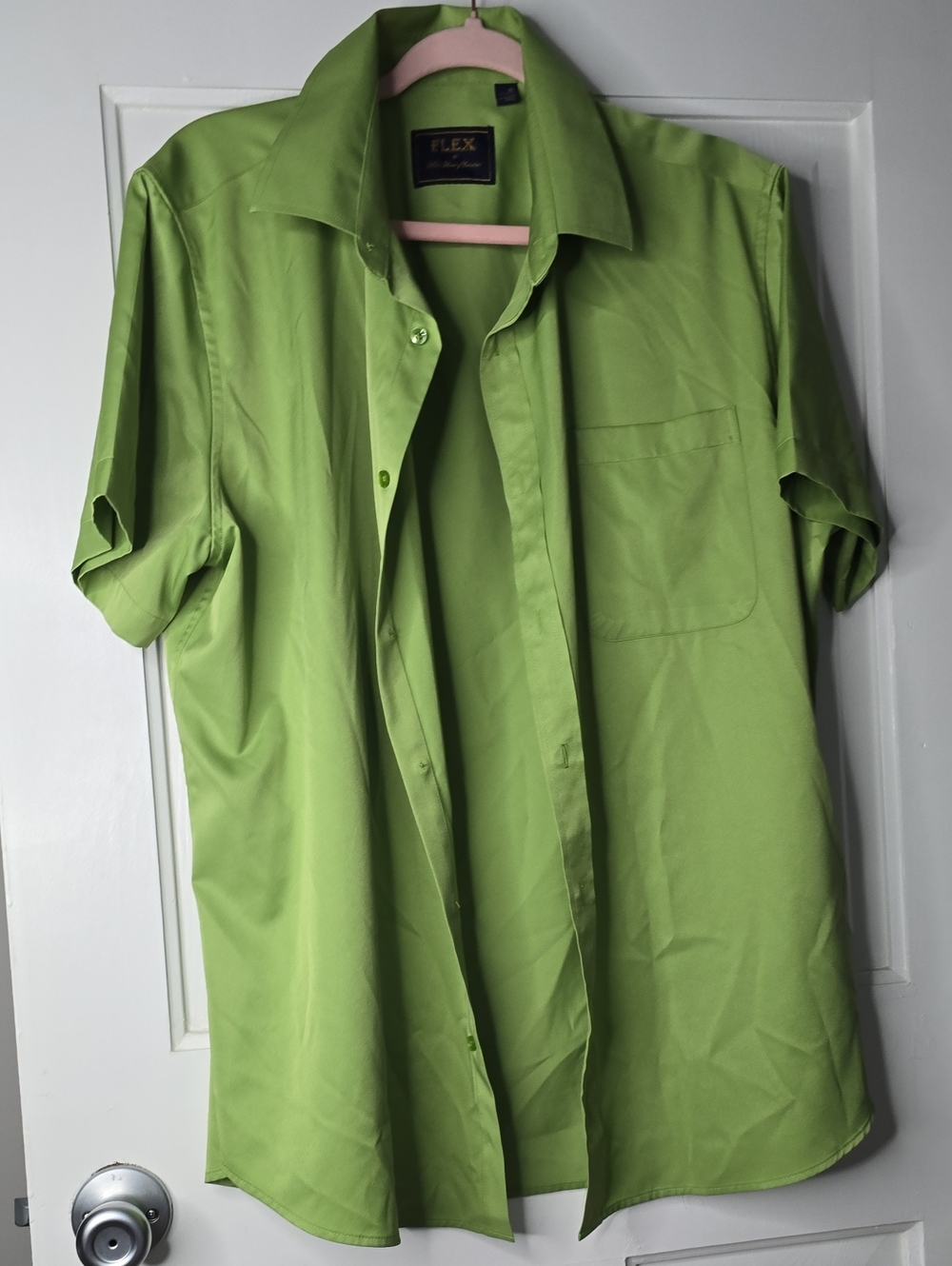 FLEX Short Sleeve Button-Down Shirt in Lime Green